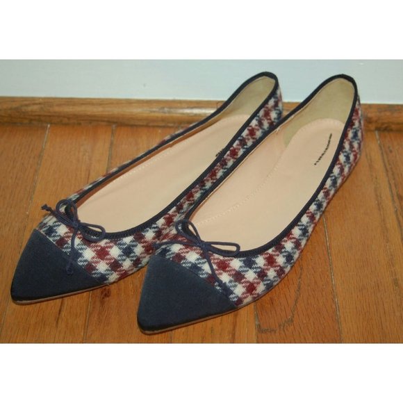 J. Crew Shoes - JCrew $118 Gemma Cap-Toe Flats Tweed Sz 7 Ivory Burgundy Navy Shoes F5518 New